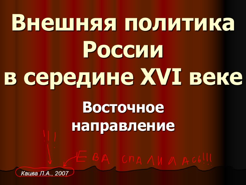 Внешняя политика России в середине XVI веке Восточное направление Кацва Л.А., 2007
